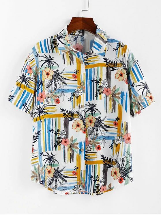 Camisa floral com listra fashion