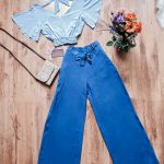 Conjuntinho Cropped E Calça Pantalona – Azul