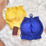 Top Cropped concha – amarelo e azul
